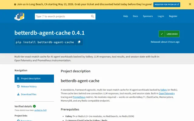 Agent cache for Valkey, now in Python with bundled LiteLLM pricing