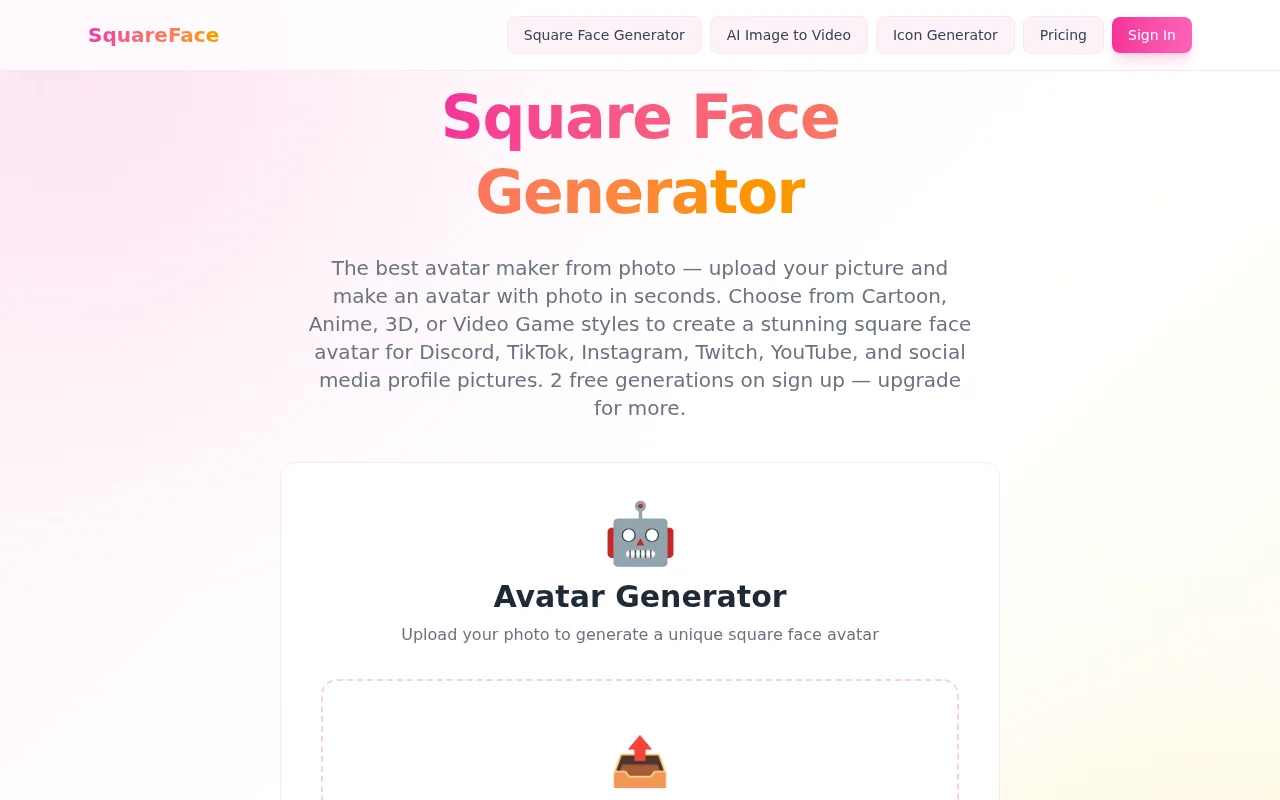 AI Square Face Avatar Generator and Classic Flash Pixel Icon Generator