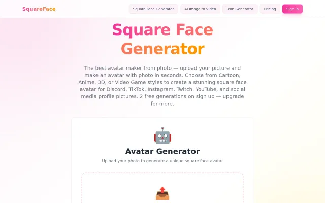 AI Square Face Avatar Generator and Classic Flash Pixel Icon Generator