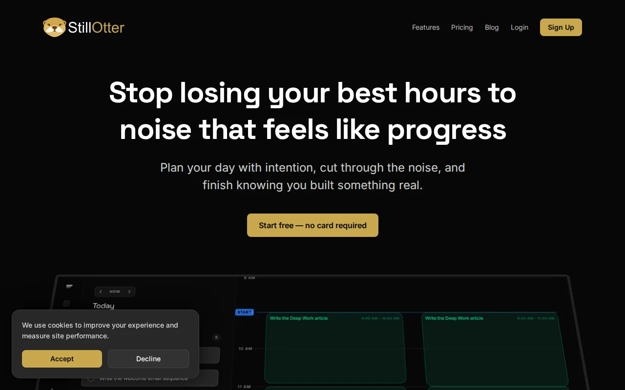 StillOtter – a minimalist daily planning app