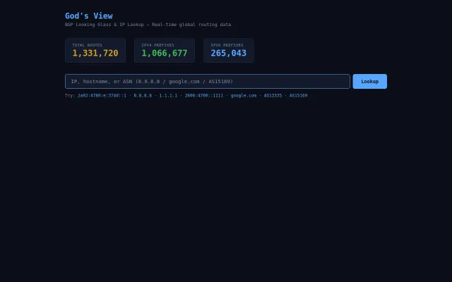 God.ad – Real-time BGP routing data and DNS/IP lookups
