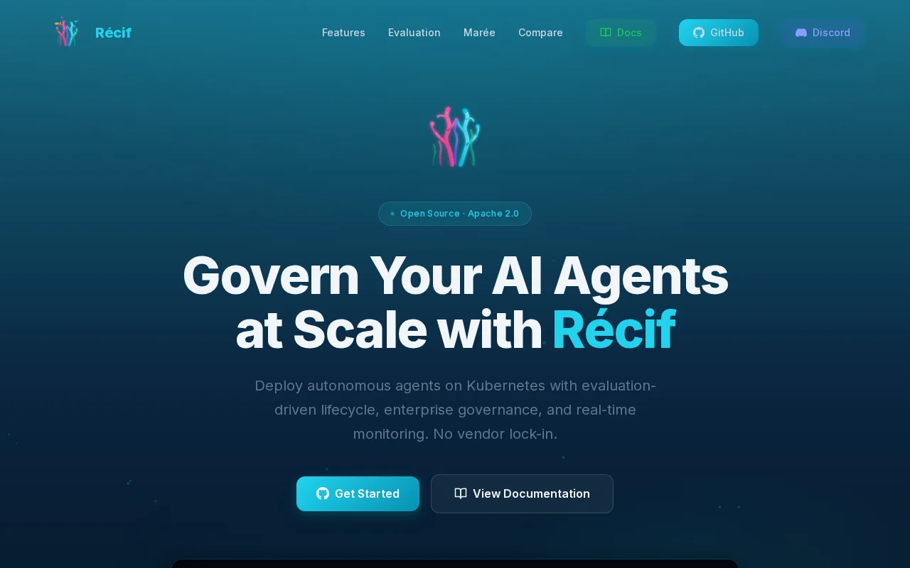 Récif – Open-source control tower for AI agents on Kubernetes