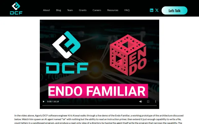 Endo Familiar, an O-cap based JavaScript agent sandbox