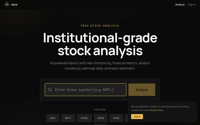 Free AI Stock analysis in 6 seconds, any US ticker, no signup