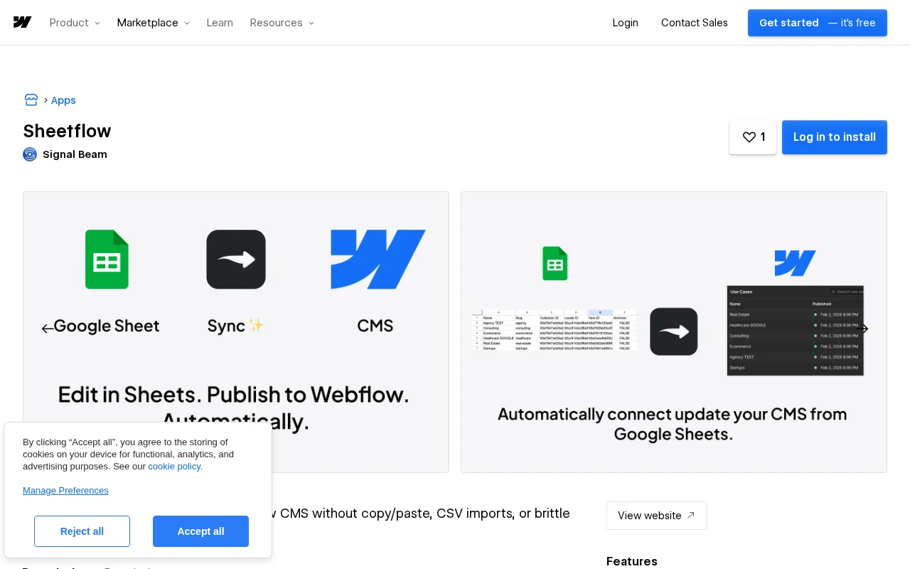 Sheetflow – Manage Webflow CMS Directly from Google Sheets