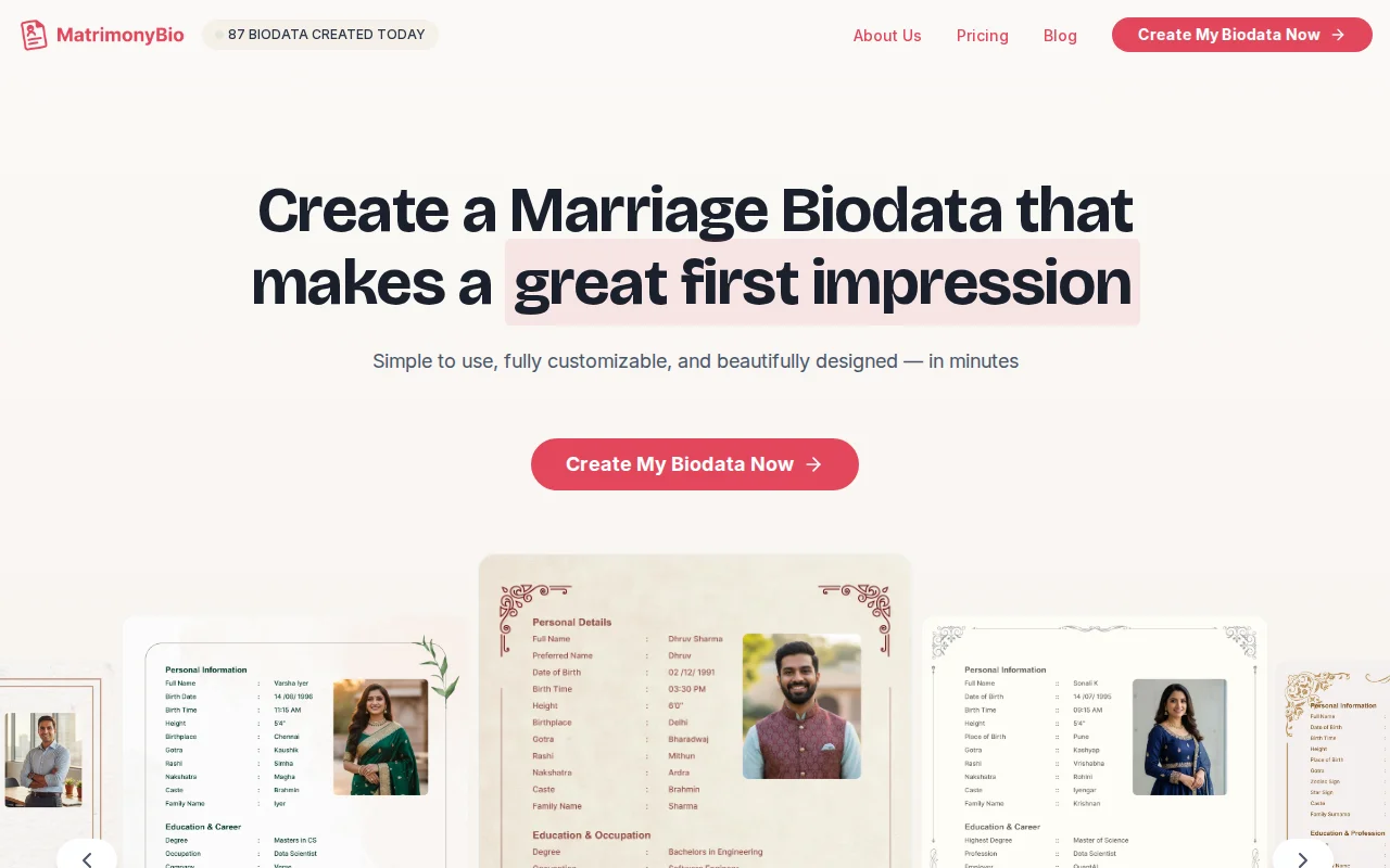 Indian Marriage Biodata Creator