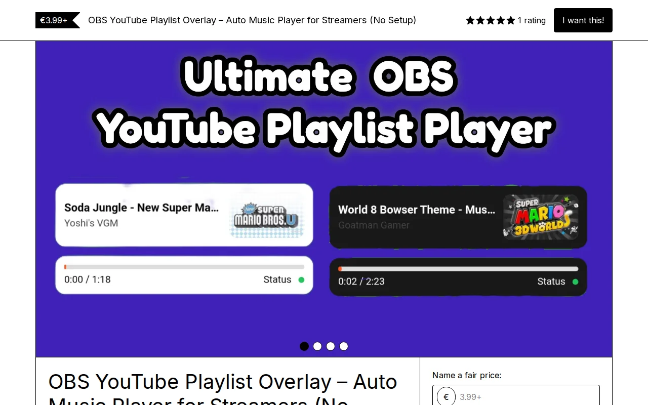 A standalone YouTube Music popup for OBS (no plugins required)