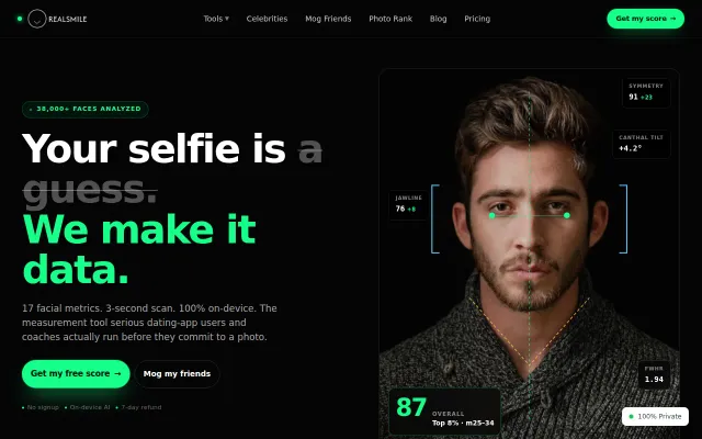 Built an AI that maps 17 facial dimensions and shows what to improve