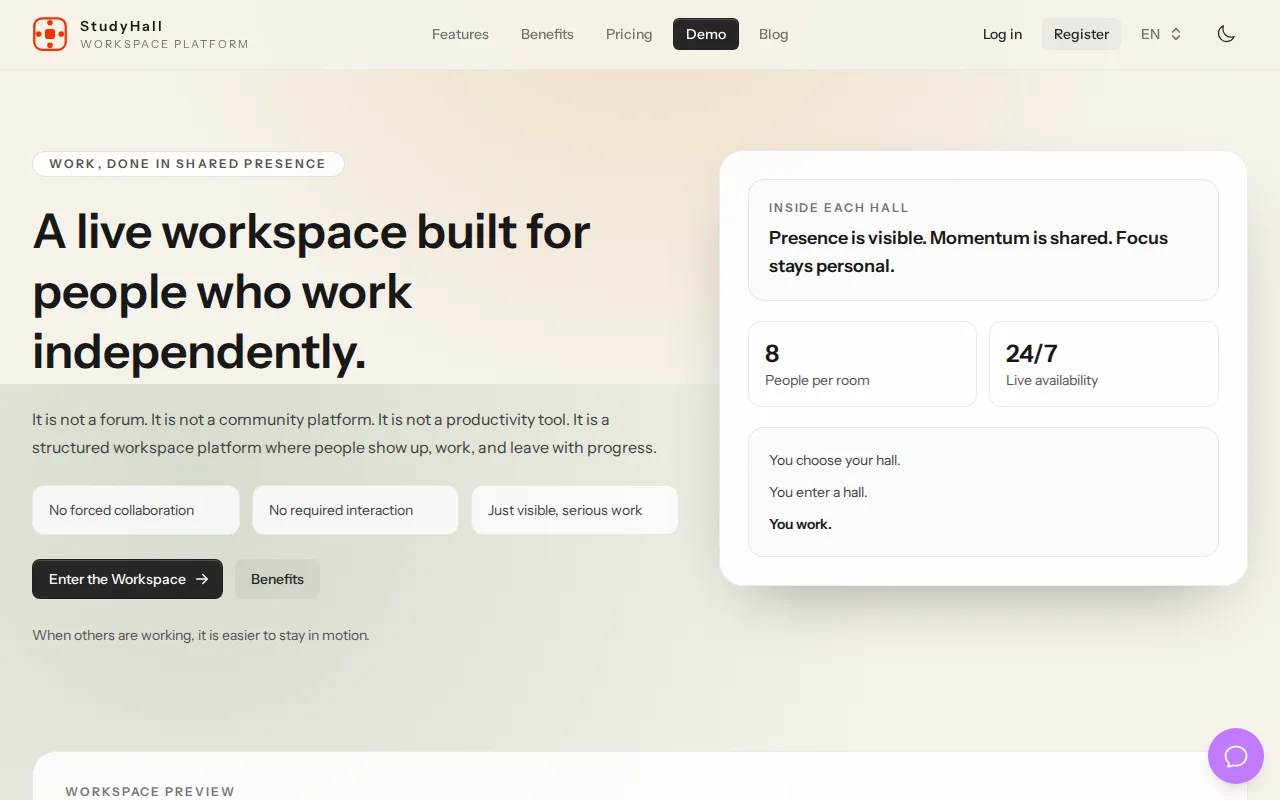 StudyHall – A Virtual Workspace