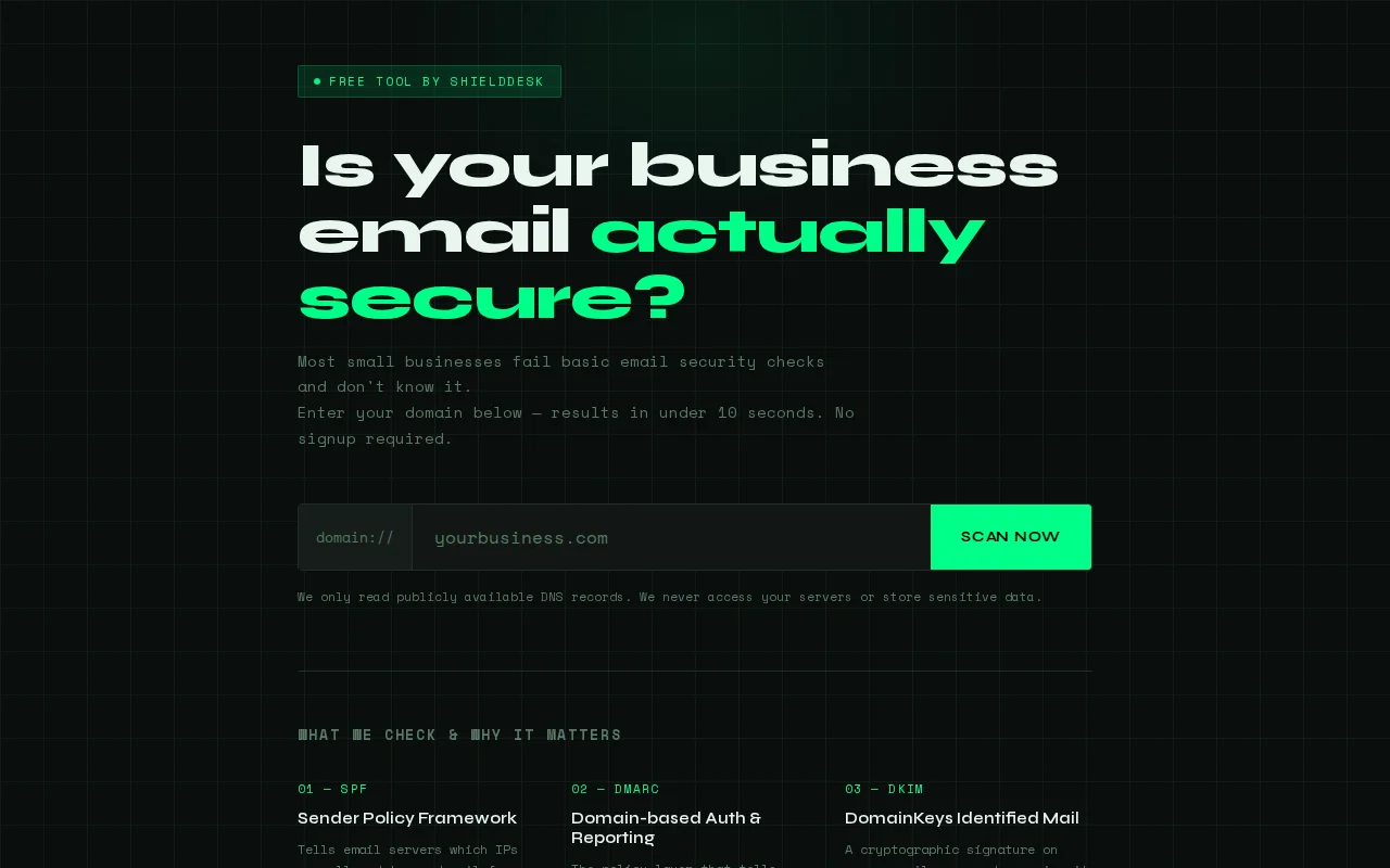 I built a free email security checker for small businesses