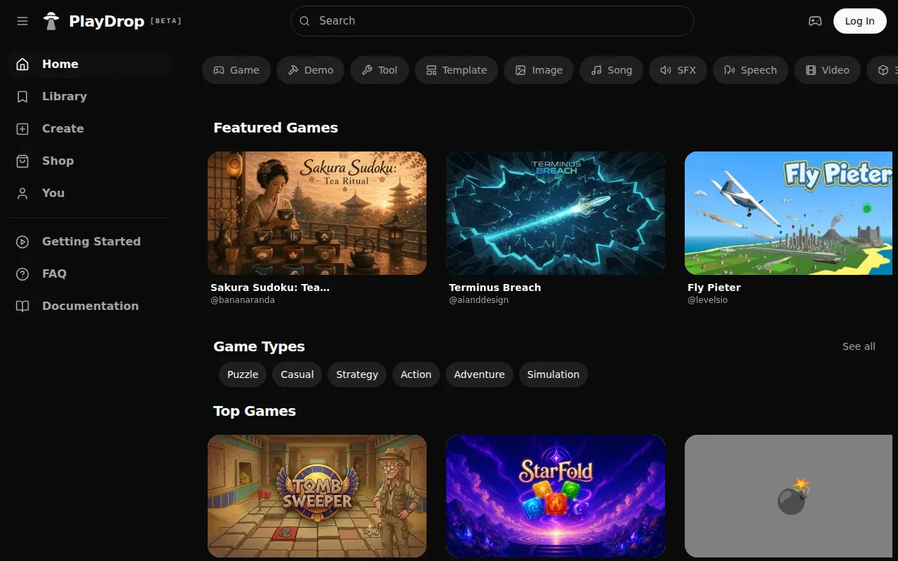 PlayDrop – A home for vibe coded browser games
