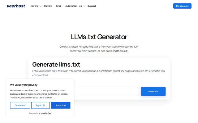I built a free LLMs.txt generator