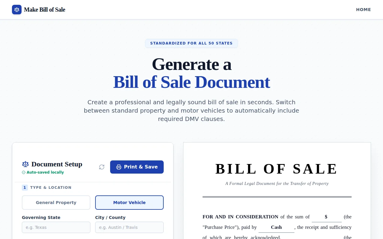 I made a simple bill of sale maker
