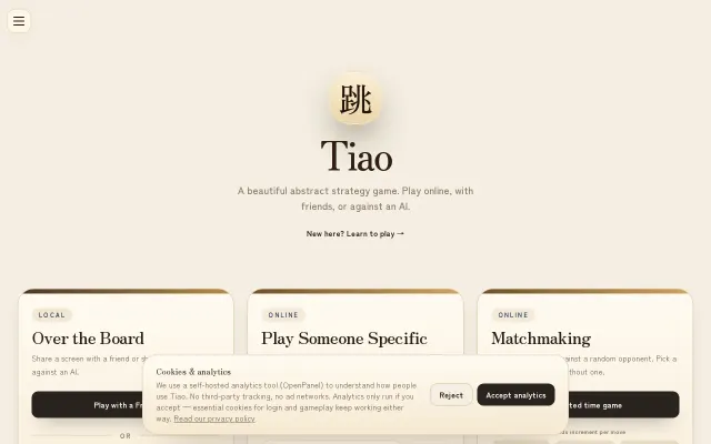 Tiao, A two-player turn-based board game