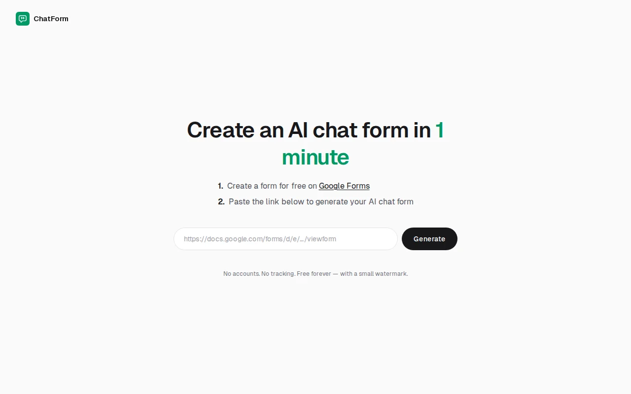 ChatForm – Create an AI chat form in 1 minute