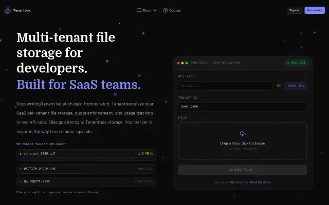 Tenantbox – Multi-tenant file storage for SaaS in two API calls