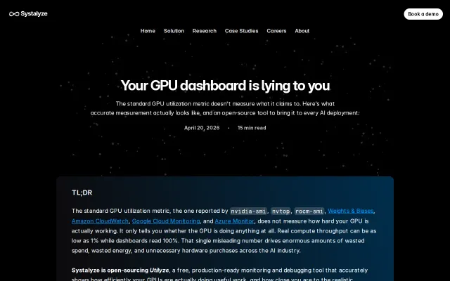Utilyze, an open source GPU monitoring tool more accurate than nvtop