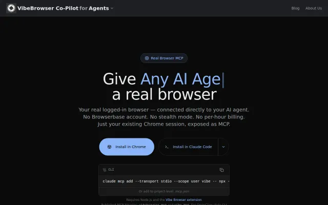 VibeBrowser – Give your AI agent your real logged-in browser via MCP
