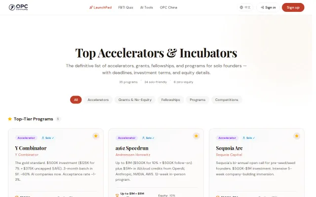 I compiled a list of solo-founder-friendly accelerators and grants