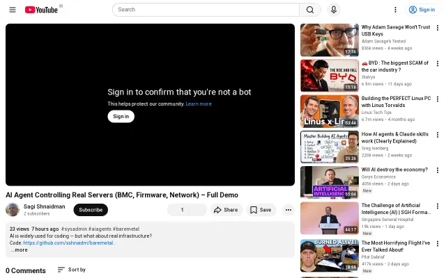 AI Agent Controlling Real Servers (BMC, Firmware, Network) – Full Demo [video]