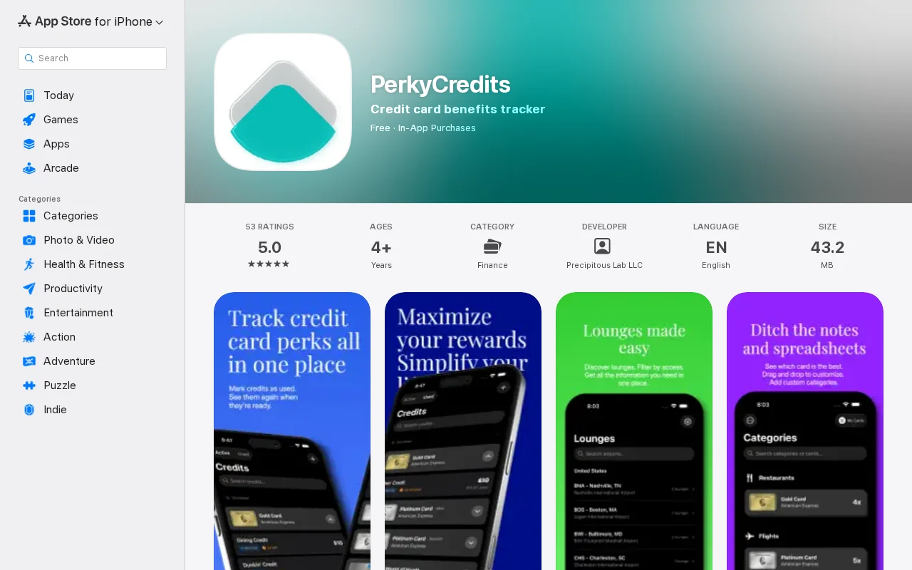 Credit card super app – track credits, find lounges, add offers (iOS)