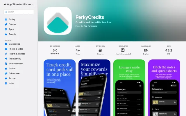 Credit card super app – track credits, find lounges, add offers (iOS)