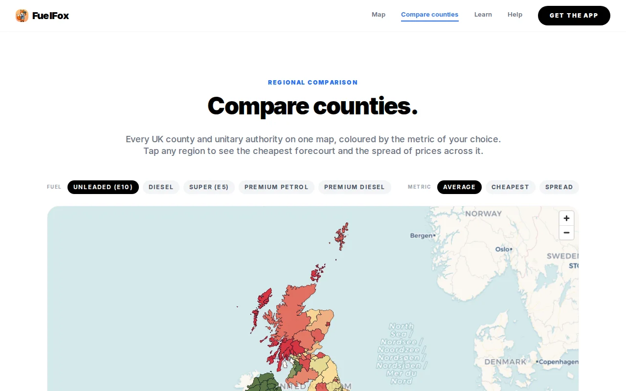 I mapped the latest UK fuel prices by county