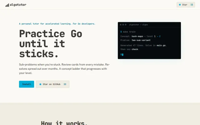 Algotutor – Practice Go with spaced repetition in your AI agent