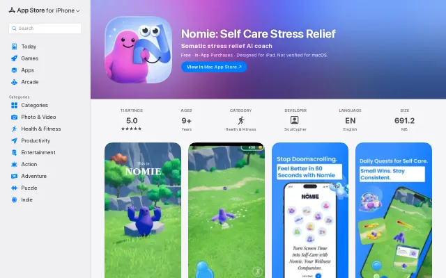 Nomie is an open-world self care game to replace doomscrolling