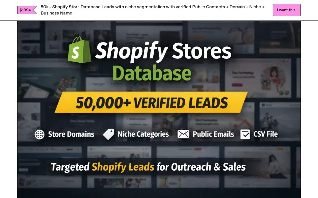 50k+ Shopify Store Database Leads with Niche Segmentation