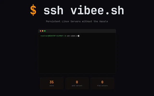 Vibee.sh – SSH-only VM rental. Instant trial, no signup