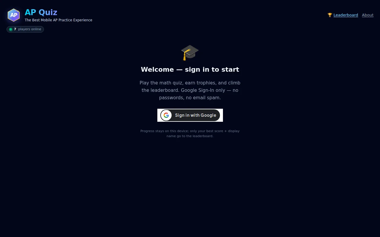 AP Quiz – mobile-first AP practice prep web app