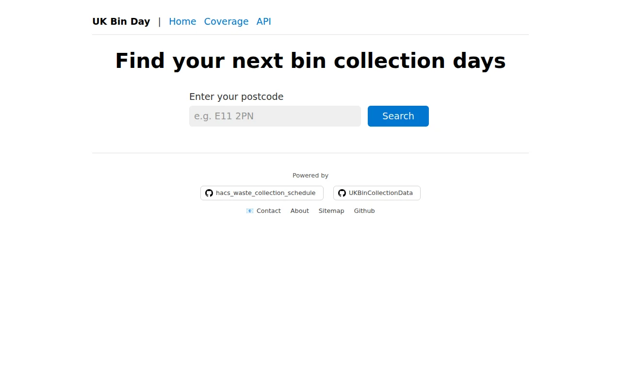 Bin collection info and calendars for the UK