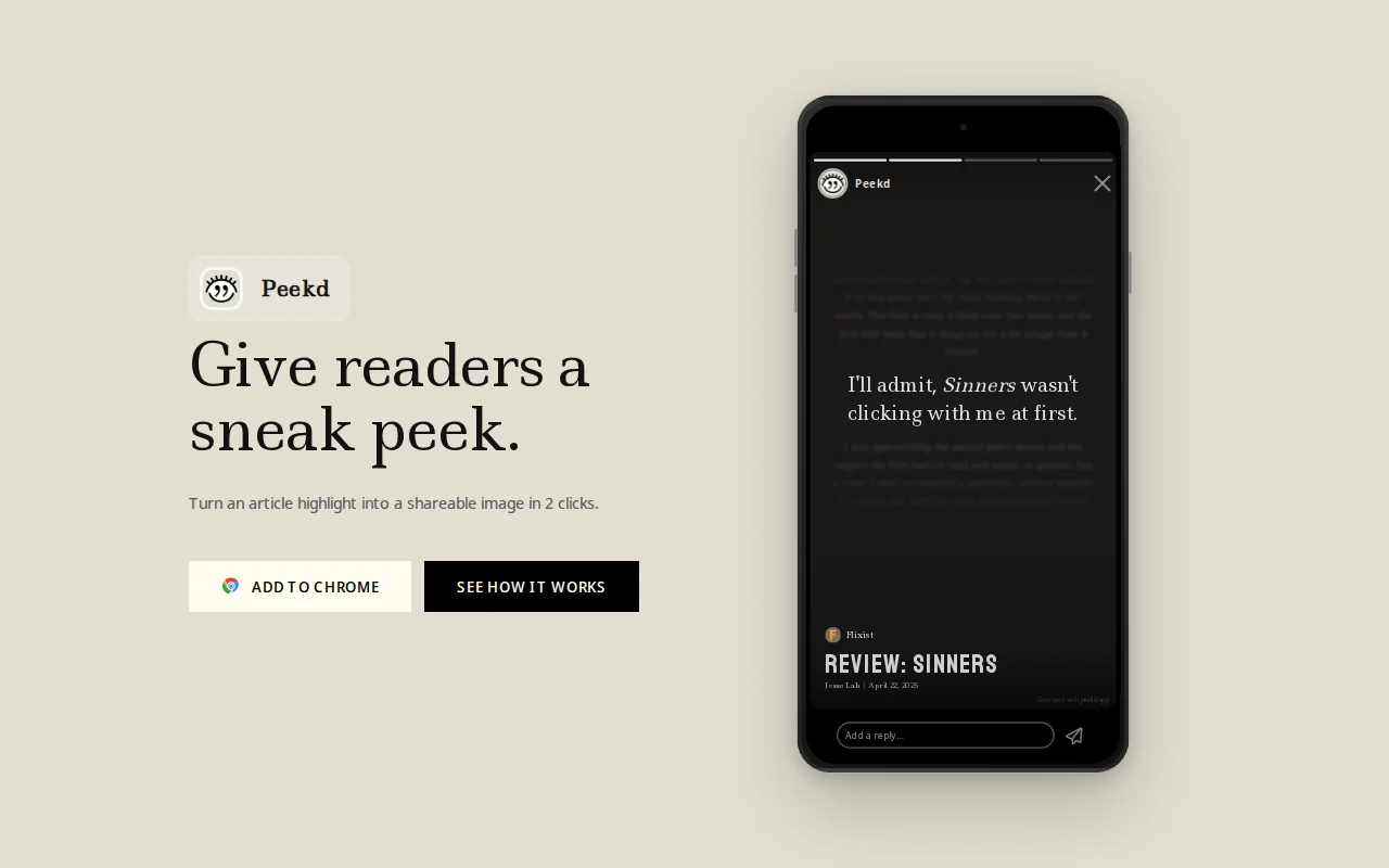 I made a Chrome extension for sharing news article quotes as images
