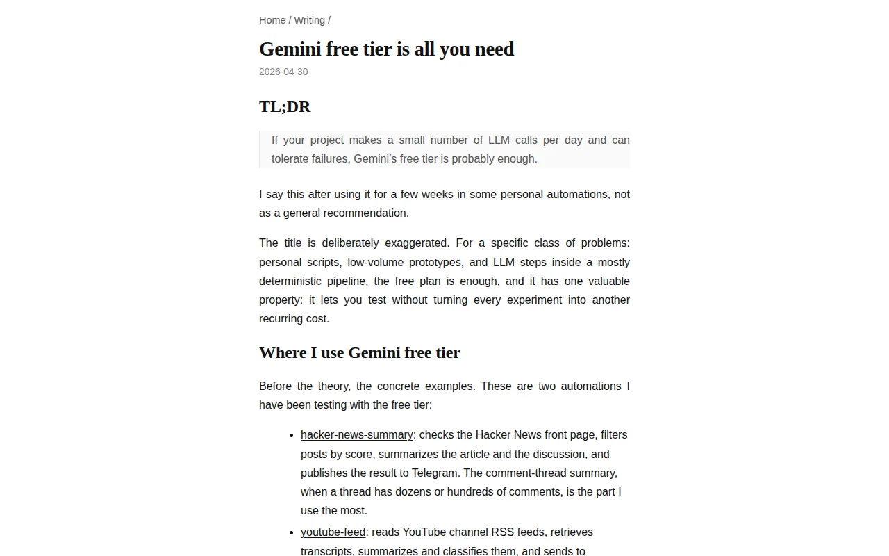 Gemini free tier is all you need