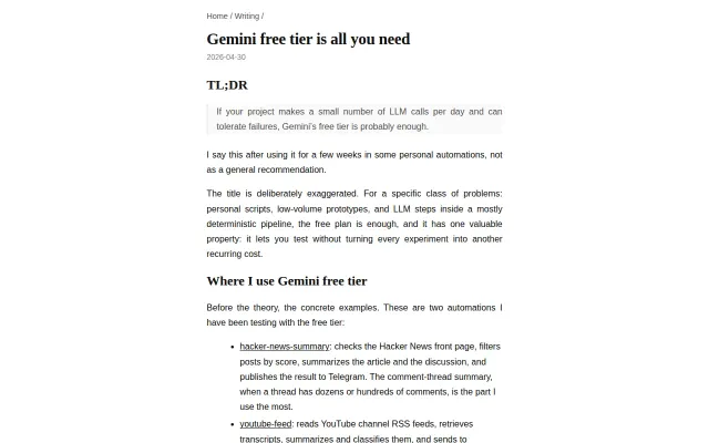 Gemini free tier is all you need