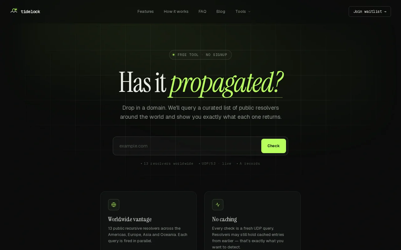 Global DNS record propagation visualization