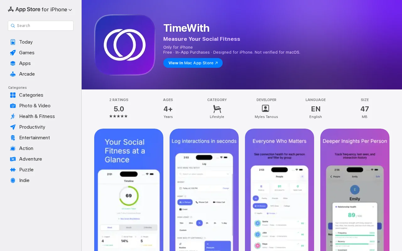 TimeWith – iOS app to track relationships with the people who matter