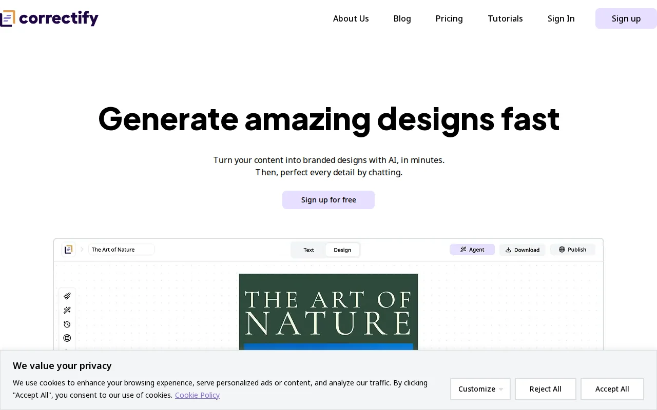 Generate marketing material with your text and images in minutes