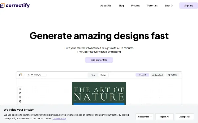 Generate marketing material with your text and images in minutes
