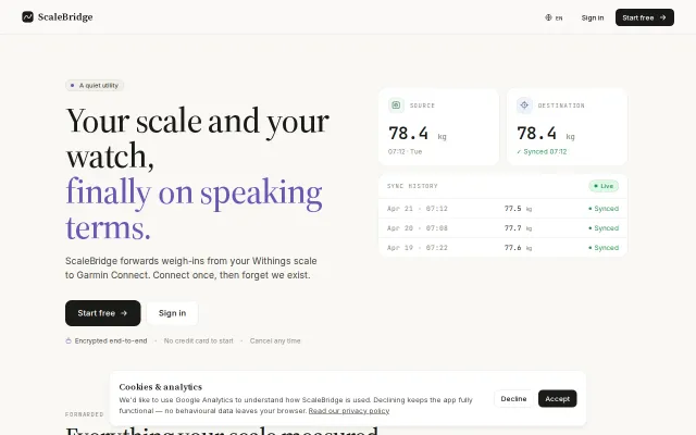 ScaleBridge – sync Withings weigh-ins to Garmin Connect