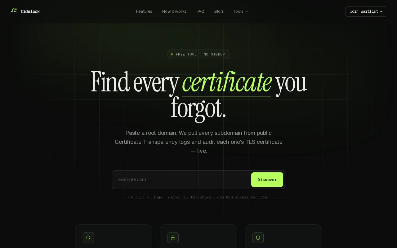 SSL certificate discovery from CT logs