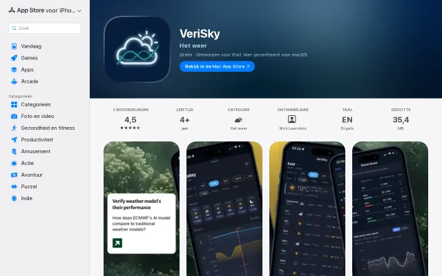 Weather app to show actual performance of weather models