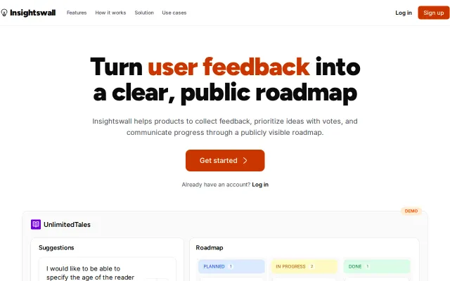 A customer feedback and public roadmap for digital products