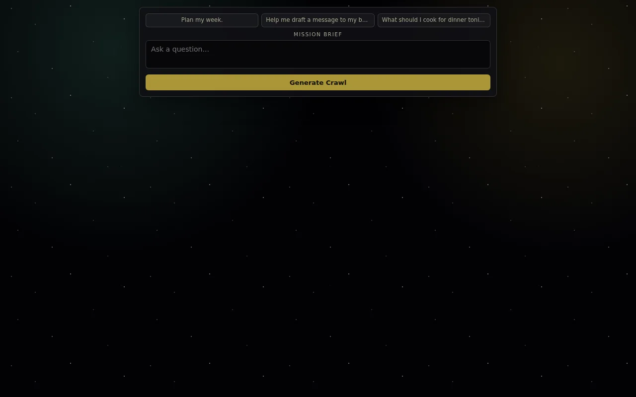 AI that responds in Star Wars crawl style