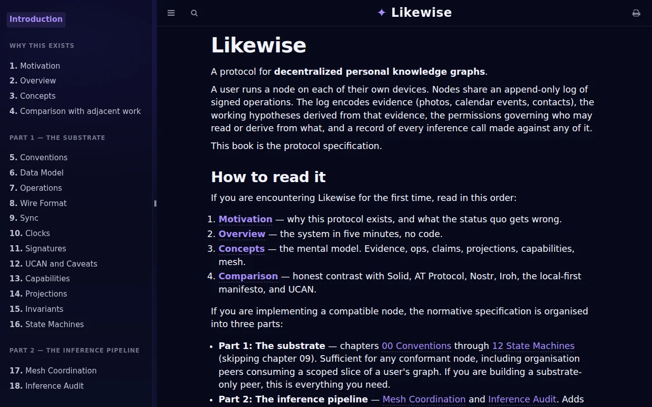Likewise – a protocol for decentralized personal knowledge graphs
