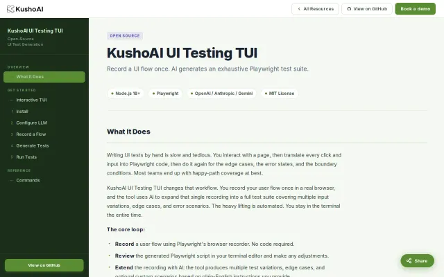 Open-source CLI to generate UI tests from user flows