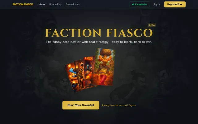 Faction Fiasco – single-player card battler, 100 unhinged characters