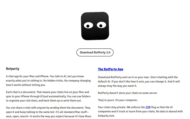 BotParty, a native macOS chat app where conversations are documents