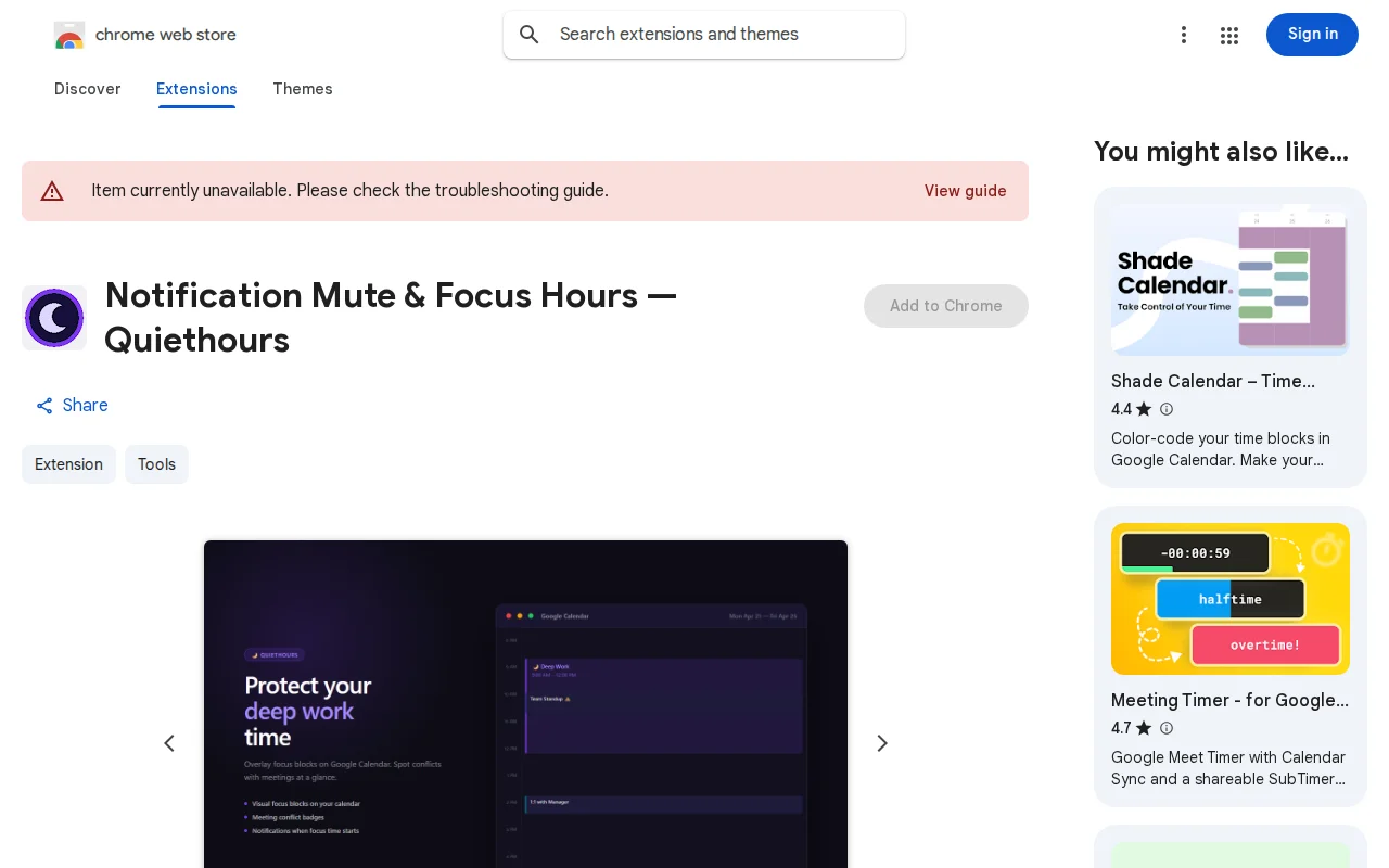 QuietHours – Site blocker that syncs with Google Calendar focus events